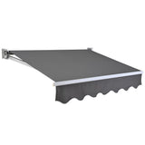 NNEMB 2 x 1.5M Retractable Grey Folding Arm Awning, Powder Coated 6063 Aluminium, with Hand Crank, for Outdoor Patio