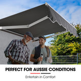 NNEMB 2 x 1.5M Retractable Grey Folding Arm Awning, Powder Coated 6063 Aluminium, with Hand Crank, for Outdoor Patio