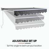 NNEMB 3x2.5m Retractable Folding Arm Awning, Powder Coated 6063 Aluminium, with Hand Crank, for Outdoor Patio