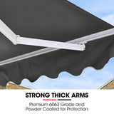 NNEMB 3x2.5m Retractable Folding Arm Awning, Powder Coated 6063 Aluminium, with Hand Crank, for Outdoor Patio