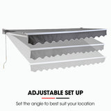 NNEMB 4x2.5m Retractable Folding Arm Awning, Powder Coated 6063 Aluminium, with Hand Crank, for Outdoor Patio