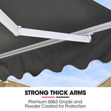 NNEMB 4x2.5m Retractable Folding Arm Awning, Powder Coated 6063 Aluminium, with Hand Crank, for Outdoor Patio