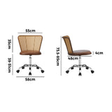 NNEED Rattan Office Chair PU Leather Seat Dark Brown