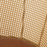 NNEED Rattan Office Chair PU Leather Seat Dark Brown