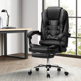 NNEED Massage Office Chair PU Leather with Footrest Black