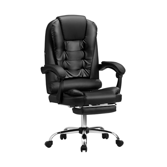 NNEED Massage Office Chair PU Leather with Footrest Black