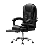 NNEED Massage Office Chair PU Leather with Footrest Black