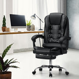 NNEED Massage Office Chair PU Leather with Footrest Black