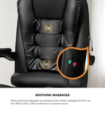 NNEED Massage Office Chair PU Leather with Footrest Black