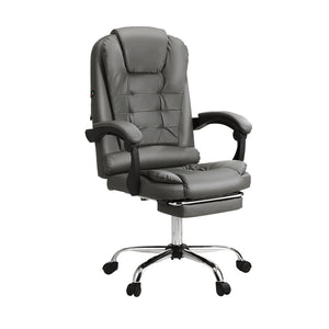 NNEED Massage Office Chair PU Leather with Footrest Grey
