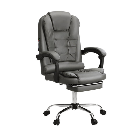 NNEED Massage Office Chair PU Leather with Footrest Grey