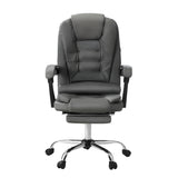 NNEED Massage Office Chair PU Leather with Footrest Grey