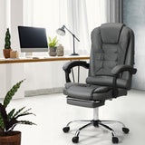 NNEED Massage Office Chair PU Leather with Footrest Grey