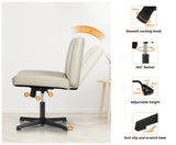 NNEED Mid Back Office Chair Wide Seat PU Leather Beige