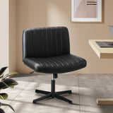 NNEED Mid Back Armless Office Chair PU Leather Black