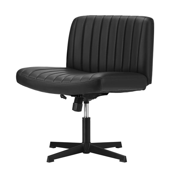 NNEED Mid Back Armless Office Chair PU Leather Black