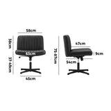 NNEED Mid Back Armless Office Chair PU Leather Black