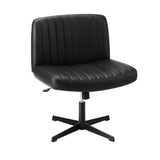 NNEED Mid Back Armless Office Chair PU Leather Black