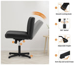 NNEED Mid Back Armless Office Chair PU Leather Black