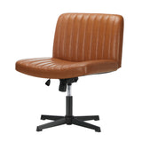 NNEED Mid Back Office Chair Wide Seat PU Leather Brown