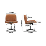 NNEED Mid Back Office Chair Wide Seat PU Leather Brown