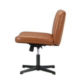 NNEED Mid Back Office Chair Wide Seat PU Leather Brown