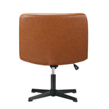 NNEED Mid Back Office Chair Wide Seat PU Leather Brown