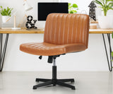 NNEED Mid Back Office Chair Wide Seat PU Leather Brown