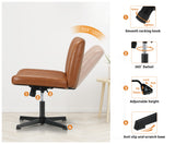 NNEED Mid Back Office Chair Wide Seat PU Leather Brown