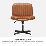 NNEED Mid Back Office Chair Wide Seat PU Leather Brown