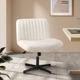 NNEED Mid Back Office Chair Wide Seat Sherpa White