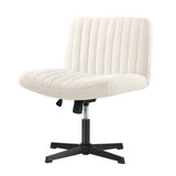 NNEED Mid Back Office Chair Wide Seat Sherpa White