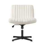 NNEED Mid Back Office Chair Wide Seat Sherpa White