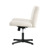 NNEED Mid Back Office Chair Wide Seat Sherpa White