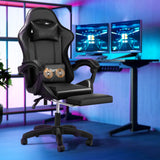NNEED Gaming Chair with Footrest and Massage Pillow Black
