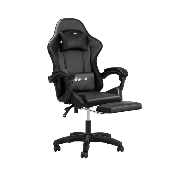 NNEED Gaming Chair with Footrest and Massage Pillow Black