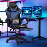 NNEED Gaming Chair with Footrest and Massage Pillow Black&Blue