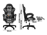 NNEED Gaming Chair with Footrest and Massage Pillow Black&Grey