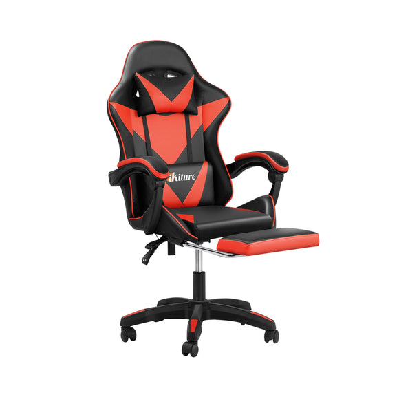 NNEED Gaming Chair with Footrest and Massage Pillow Black&Red