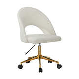 NNEED Hollow Armless Home Office Chair Boucle White&Gold