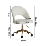 NNEED Hollow Armless Home Office Chair Boucle White&Gold