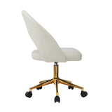 NNEED Hollow Armless Home Office Chair Boucle White&Gold
