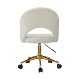 NNEED Hollow Armless Home Office Chair Boucle White&Gold