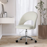 NNEED Hollow Armless Home Office Chair Boucle White&Silver