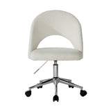 NNEED Hollow Armless Home Office Chair Boucle White&Silver