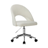 NNEED Hollow Armless Home Office Chair Boucle White&Silver
