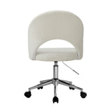 NNEED Hollow Armless Home Office Chair Boucle White&Silver