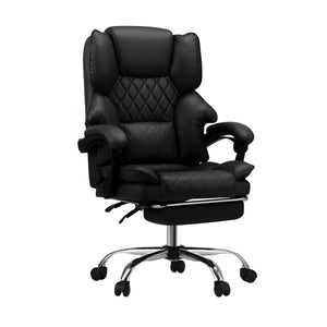 NNEED Massage Office Chair PU Footrest Black