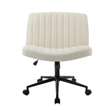 NNEED Mid Back Office Chair Wide Seat with Wheels Linen Beige