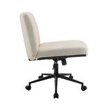 NNEED Mid Back Office Chair Wide Seat with Wheels Linen Beige